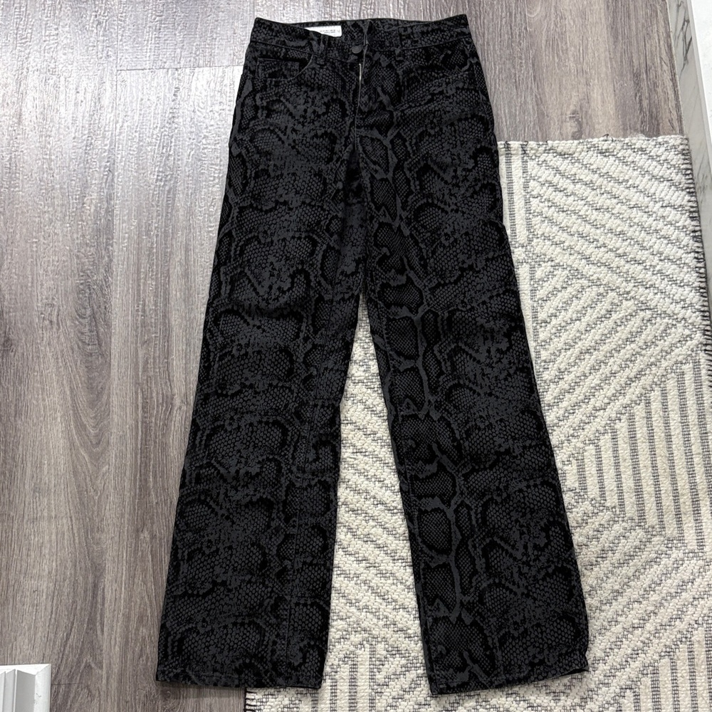 Zara Black Snake-Pattern Wide Leg Pants